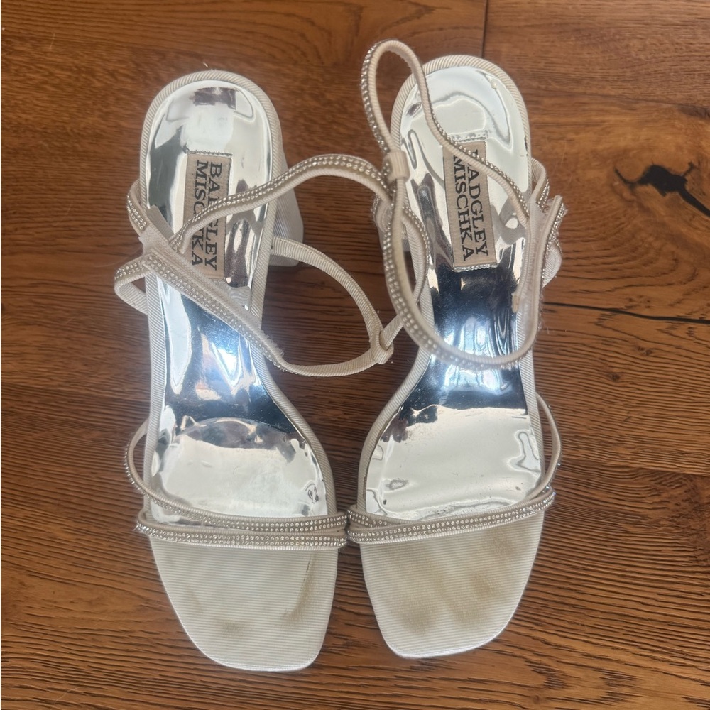 Badgley Mischka Strappy Cream Heels